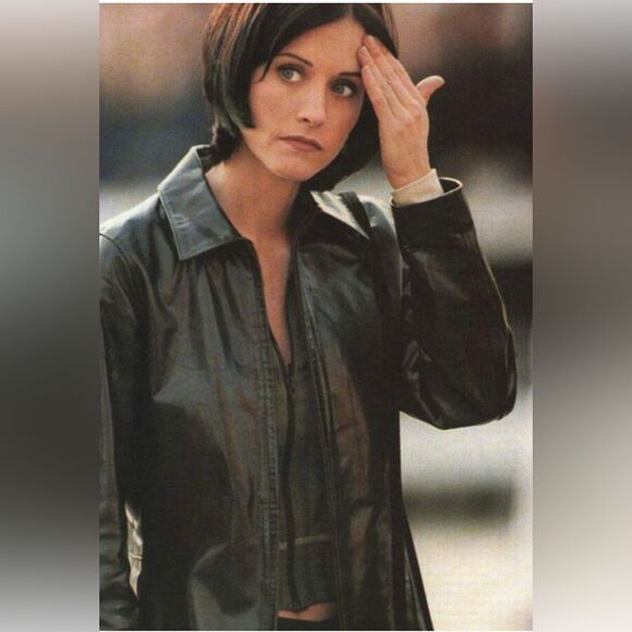 Kenneth Cole Women's Black Leather blazer Jacket Y2K Monica from Friends  M - Picture 1 of 8